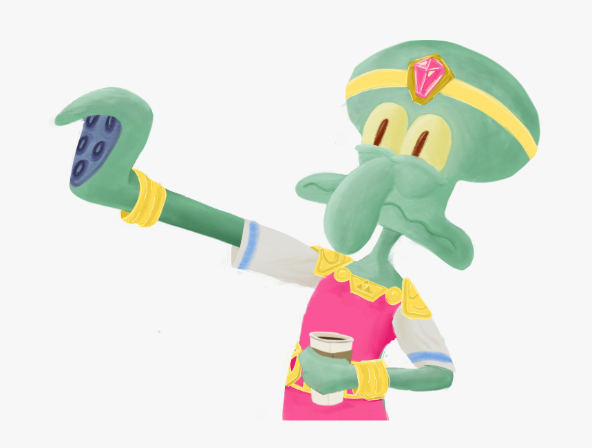 A Transparent Squidward Dressed As Princess Zelda And - Cartoon, HD Png Download
