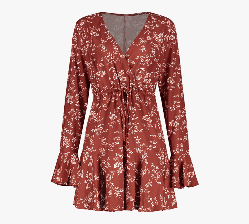 Cherry Red Spring No Floral Flounce Long Flare Mini - Pattern, HD Png Download