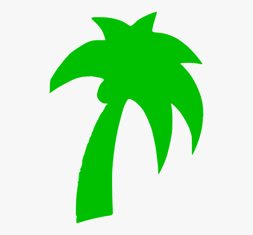 Palm, Tree, Silhouette, Coconut, Green, Heat - Palm Tree Clip Art Black, HD Png Download