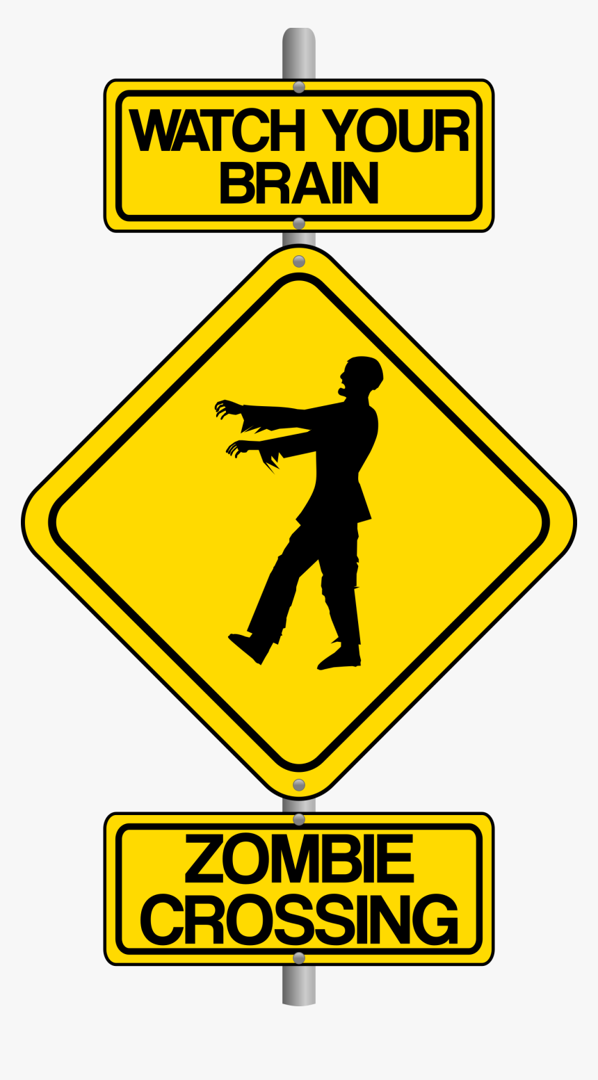 Zombie Crossing The Street Comic Traffic Sign - Zombie Crossing, HD Png Download