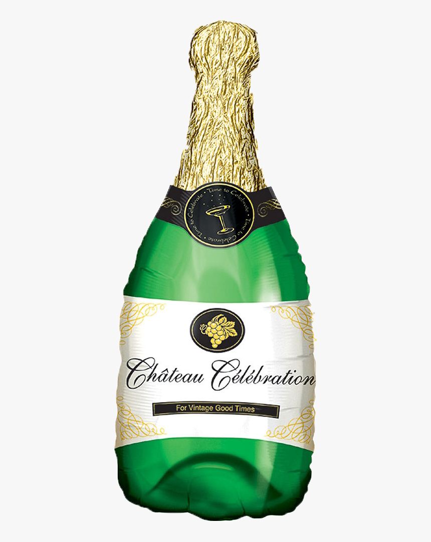 Champagne Bottle Png Free Download - Champagne Bottle Foil Balloon, Transparent Png