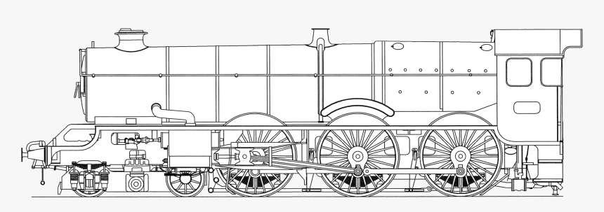 Autocad Drawing Of A Great Western King - Steam Locomotive Drawing, HD Png Download