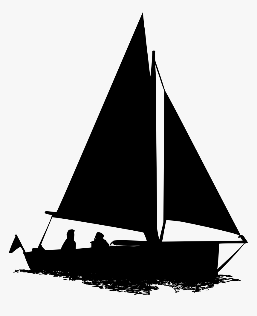 Sailboat Silhouette Clip Art - Sailboat Silhouette, HD Png Download