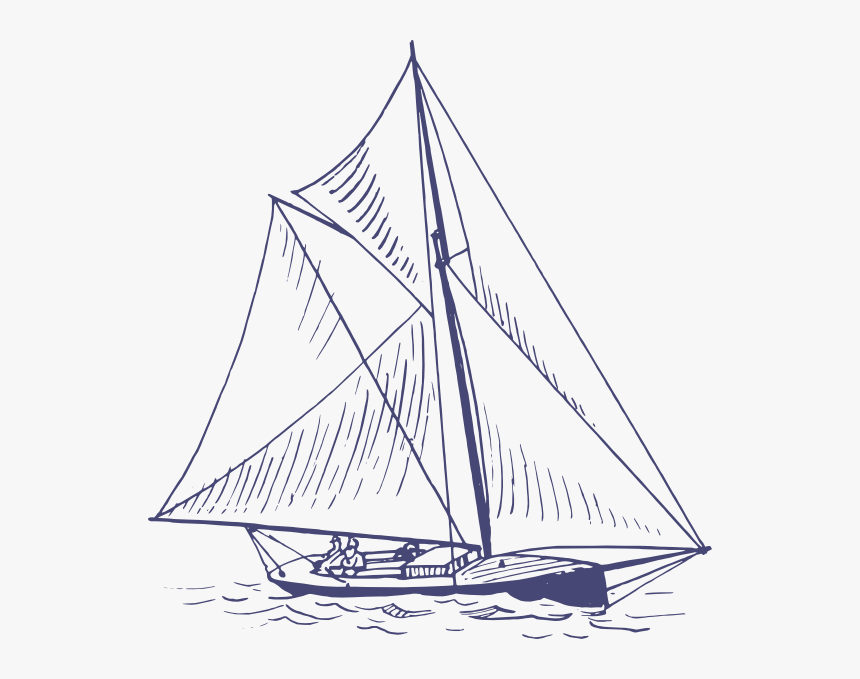Blue Yacht Svg Clip Arts - Sloop Clipart, HD Png Download