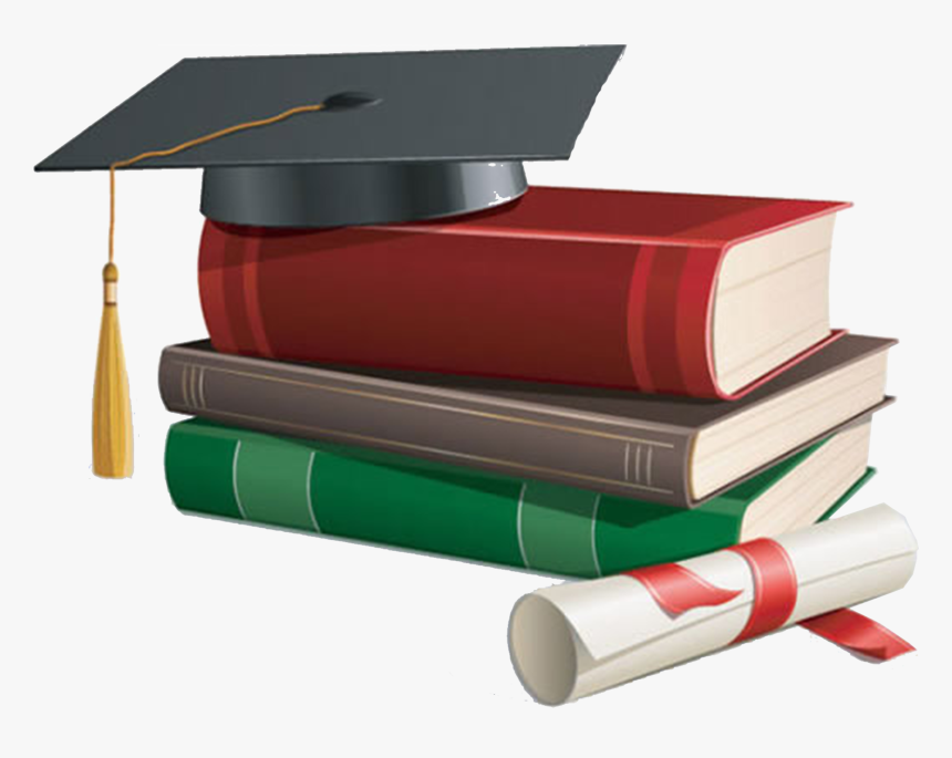 Graduation Cap With Books Png, Transparent Png