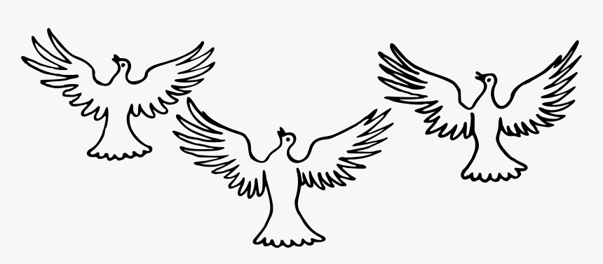 Three Doves Clip Arts - Open Wing Bird Clipart, HD Png Download