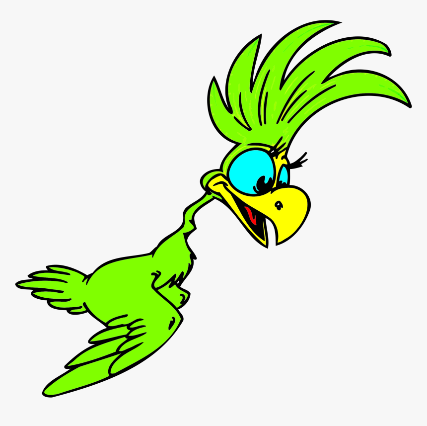 Green Cartoon Parrot Clip Arts - Parrot Bird Images Parrot Cartoon, HD Png Download