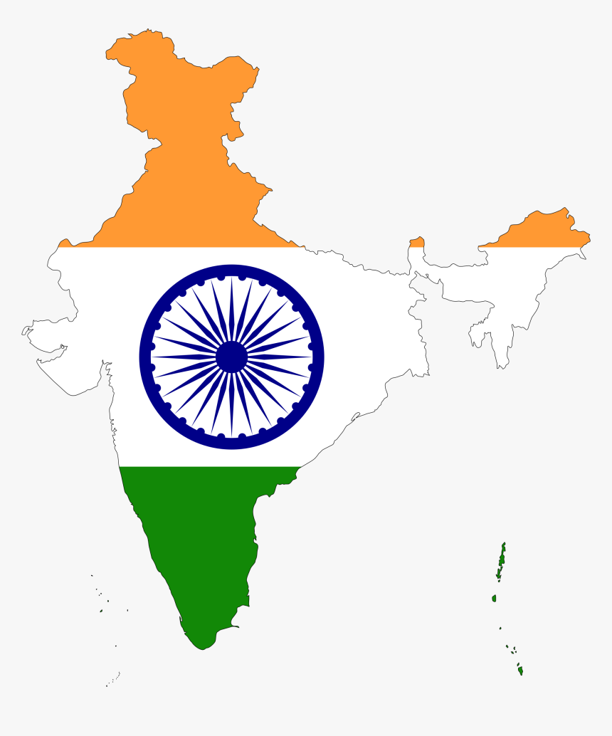 1 - Map Of India With Flag, HD Png Download