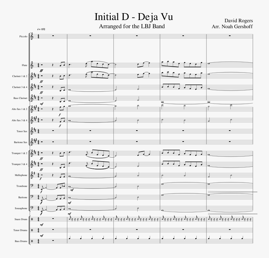 Deja Vu For Marching Band Sheet Music For Flute, Clarinet, - Sea Of Wisdom Score, HD Png Download