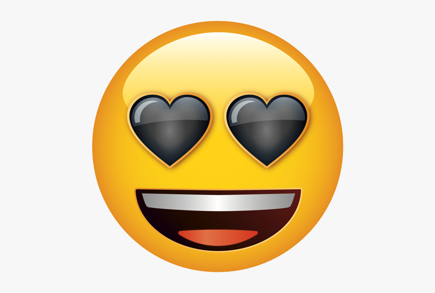 Black Heart Eyes Emoji, HD Png Download