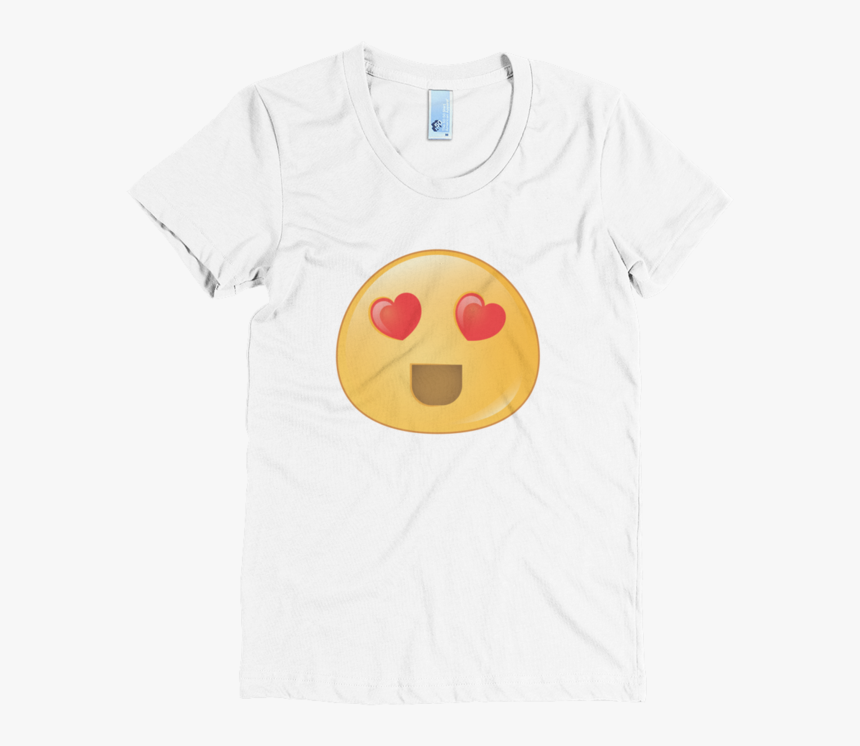 Expressive Heart Eyes Emoji Women S Short Sleeve Poly - Smiley, HD Png Download