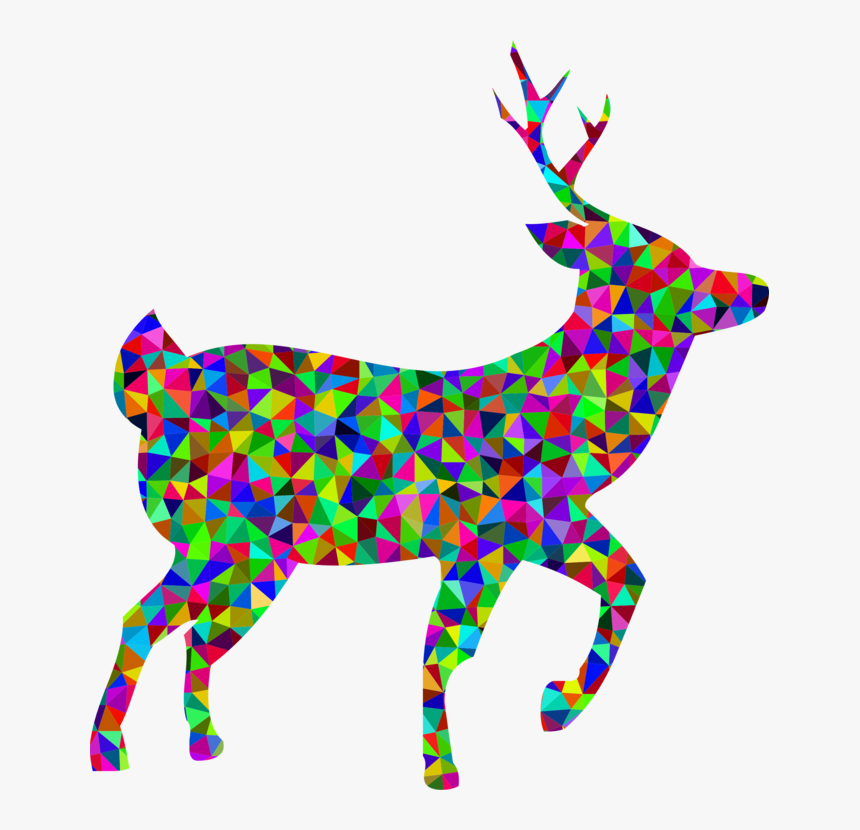 Art,deer,reindeer - Unicorn Colored Geometric Tattoo, HD Png Download