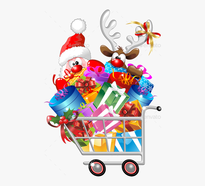 Santa Shopping Cartoon, HD Png Download
