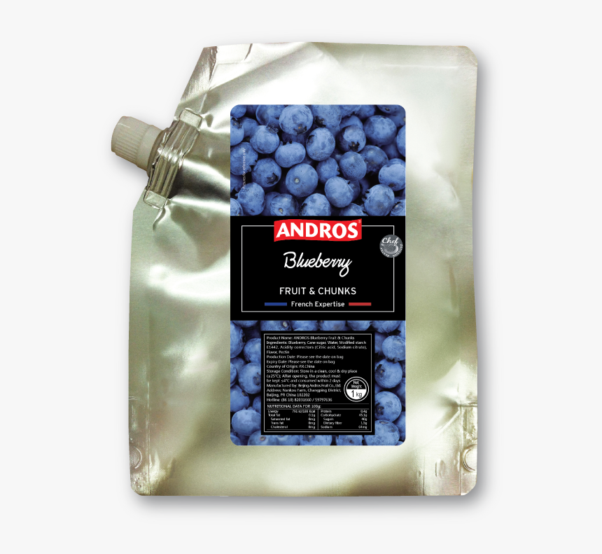 F122550 Andros Blueberry Fruit Chunks Doypack 1 Kg - Andros Fruit And Chunks, HD Png Download