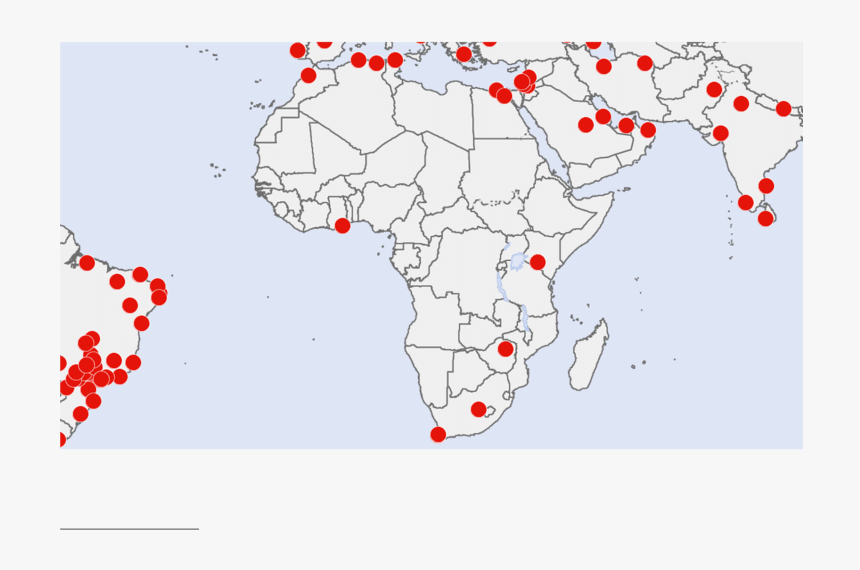 Section Of A Global Map Showing The Locations Of Poisons - Atlas, HD Png Download