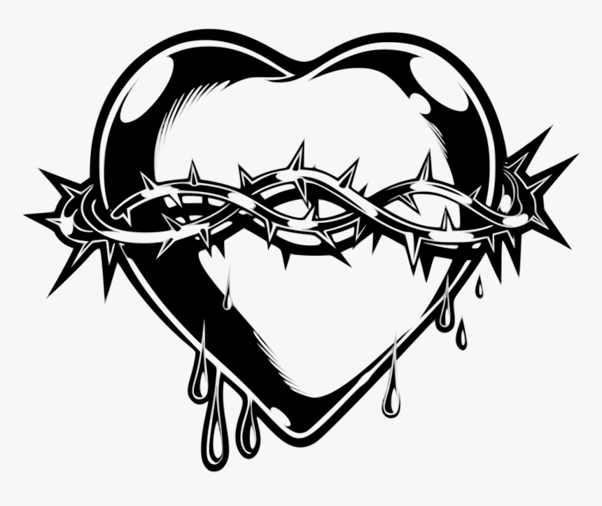 Heart, Corazón, Espinas Clip Arts - Heart With Crown Of Thorns, HD Png Download