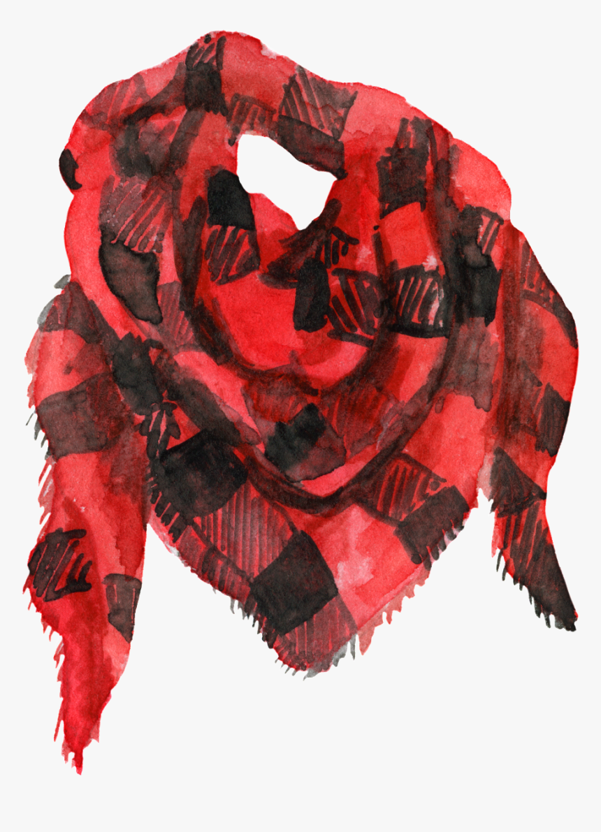 Hand Painted Red Plaid Scarf Png Transparent, Png Download