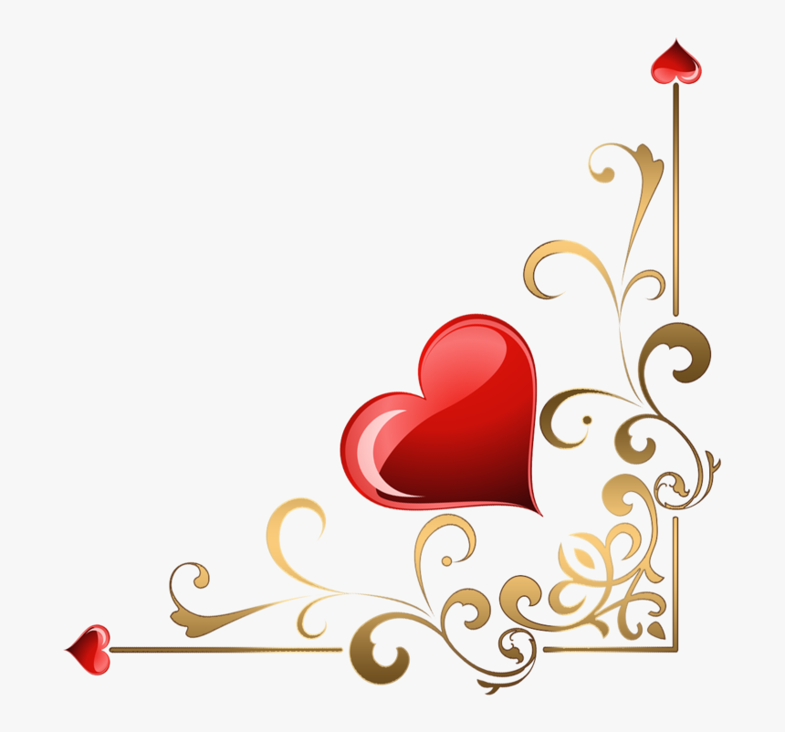 Ornament Clipart Heart - Heart Corner Border Png, Transparent Png