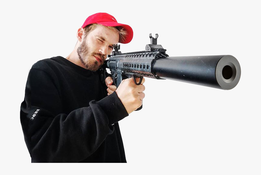 Pewdiepie Png Image Transparent - Pewdiepie Holding A Gun, Png Download