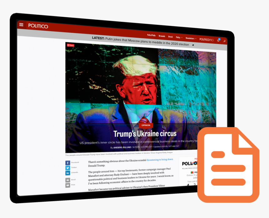 Anders Aslund In Politico - Online Advertising, HD Png Download