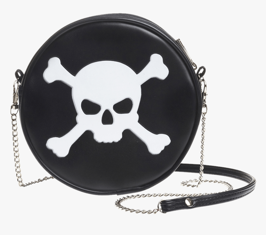 Skull And Crossbones Bag - Black Handbag With Pink Skull, HD Png Download