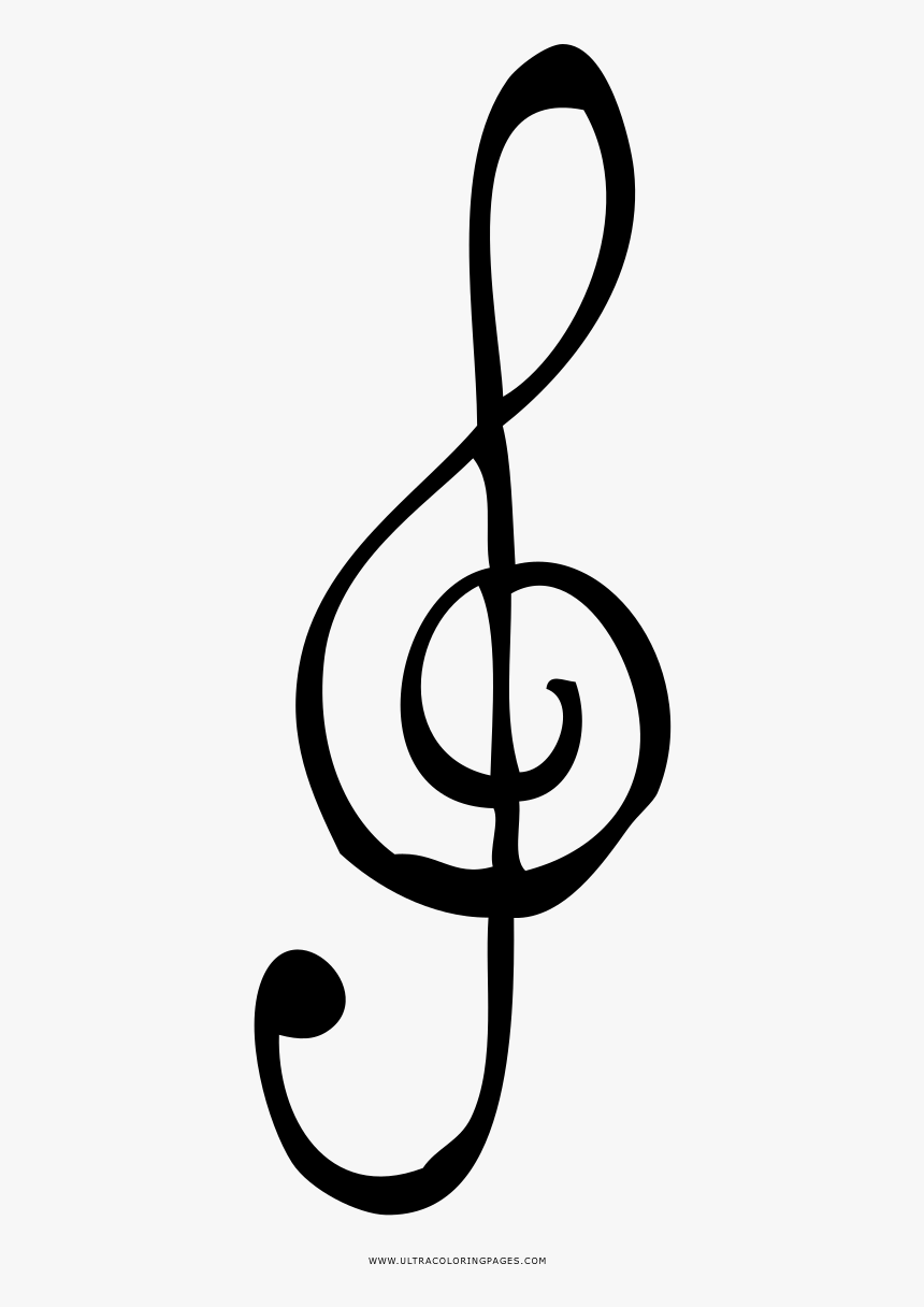 Treble Clef Coloring Page - Desenhos De Notas Musicais, HD Png Download