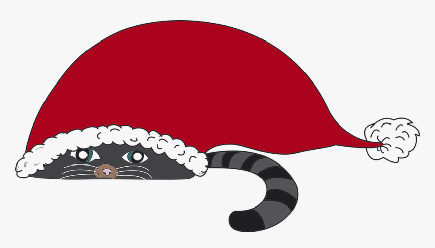 Christmas, Elf Hat, Cat, Christmas Cat, Santa Claus - Cartoon Cat Christmas, HD Png Download