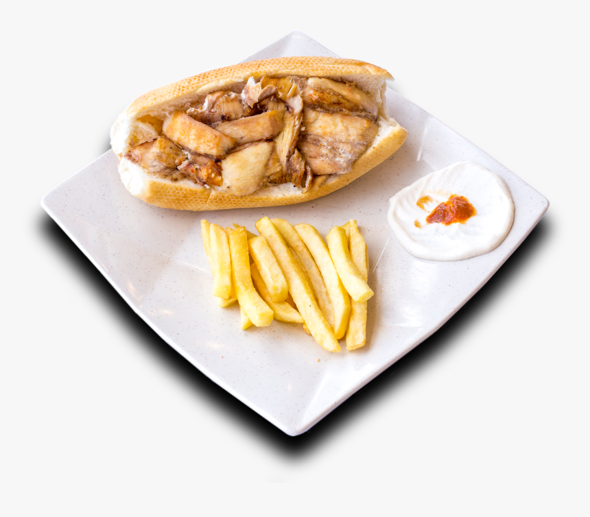 Large Chicken Sandwich - French Fries, HD Png Download