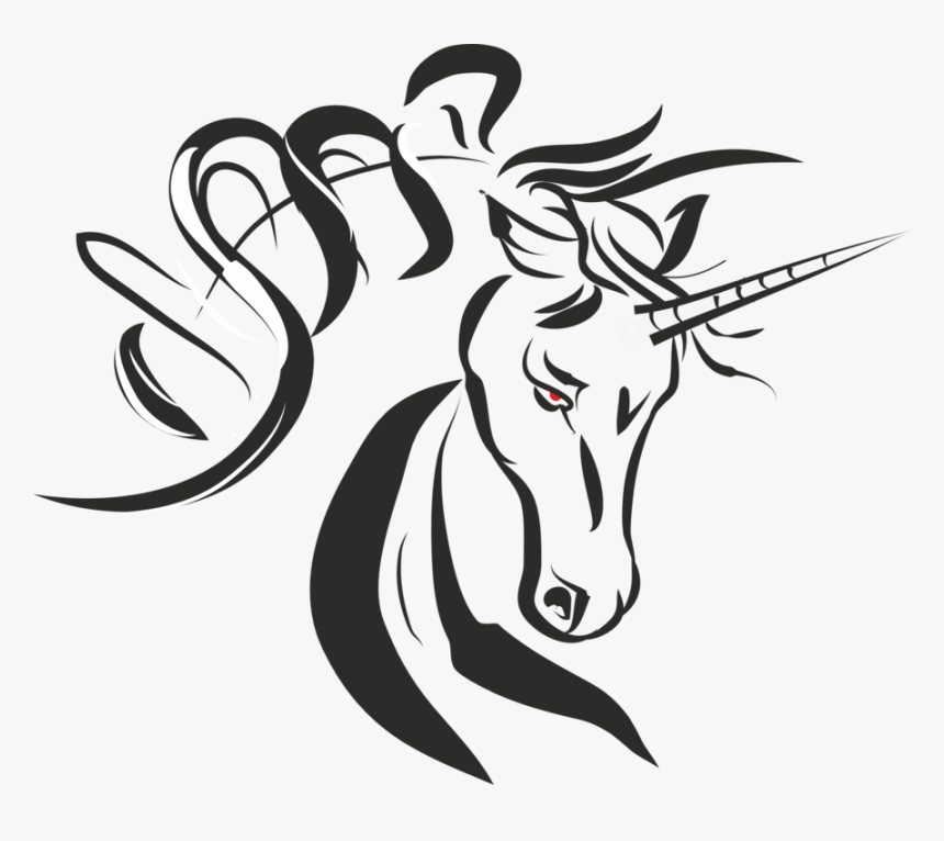 Art,monochrome Photography,horn - Unicorn Drawngs, HD Png Download