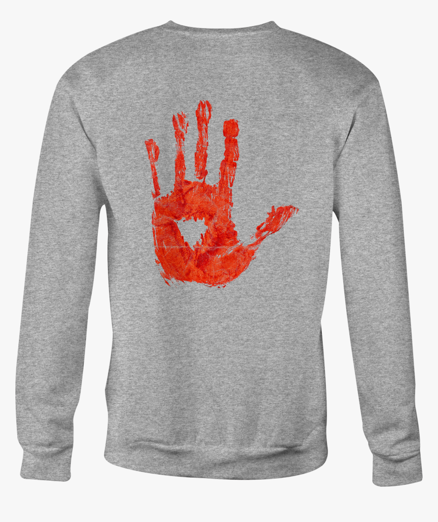 Zombie Crewneck Sweatshirt Bloody Handprint Shirt For - Png Hand With Blood, Transparent Png