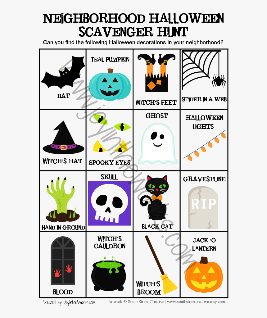 Search For Witch S Feet, Bloody Handprints And Teal - Halloween Decoration Scavenger Hunt, HD Png Download