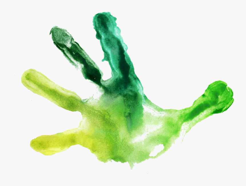 Childrens Handprints- - Green Handprint Transparent, HD Png Download