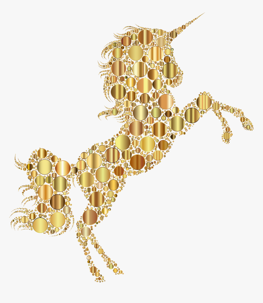 Gold Unicorn Clipart Silhouette - Gold Unicorn No Background, HD Png Download