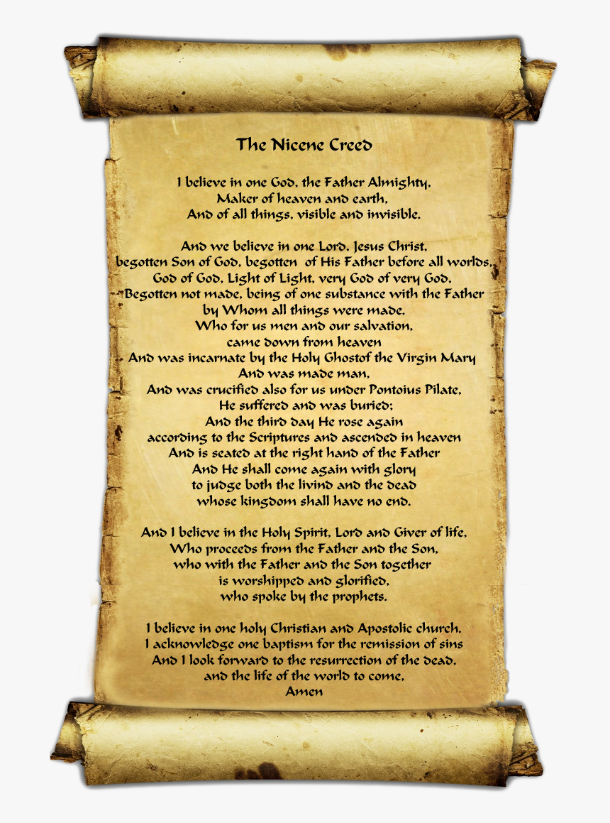 Nicene Creed On Parchment Scroll - Apostles Creed Christian Creeds, HD