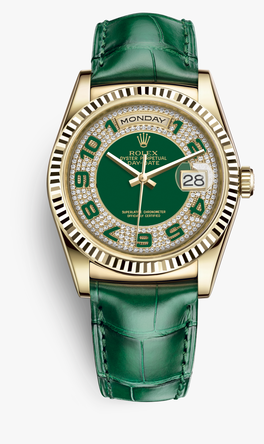 Rolex Oyster Perpetual Datejust Quartz Water Resistant - Rolex Day Date Diamond Dial Green, HD Png Download