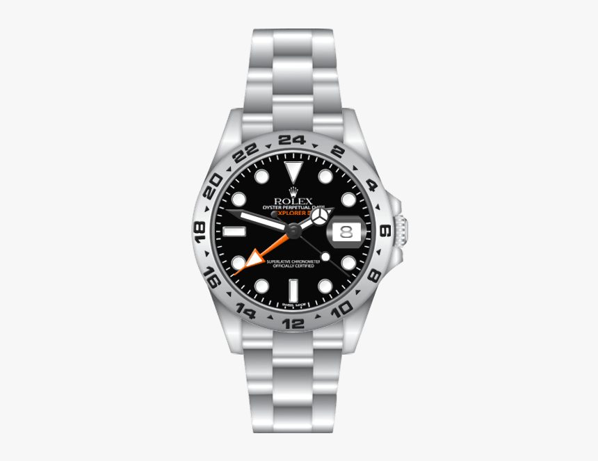 Rolex Watch Black And Silver, HD Png Download