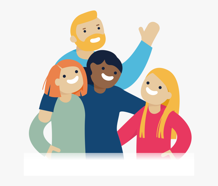 Illustration Of Four People Hugging And Smiling Transparent Background People Clipart Hd Png Download Transparent Png Image Pngitem