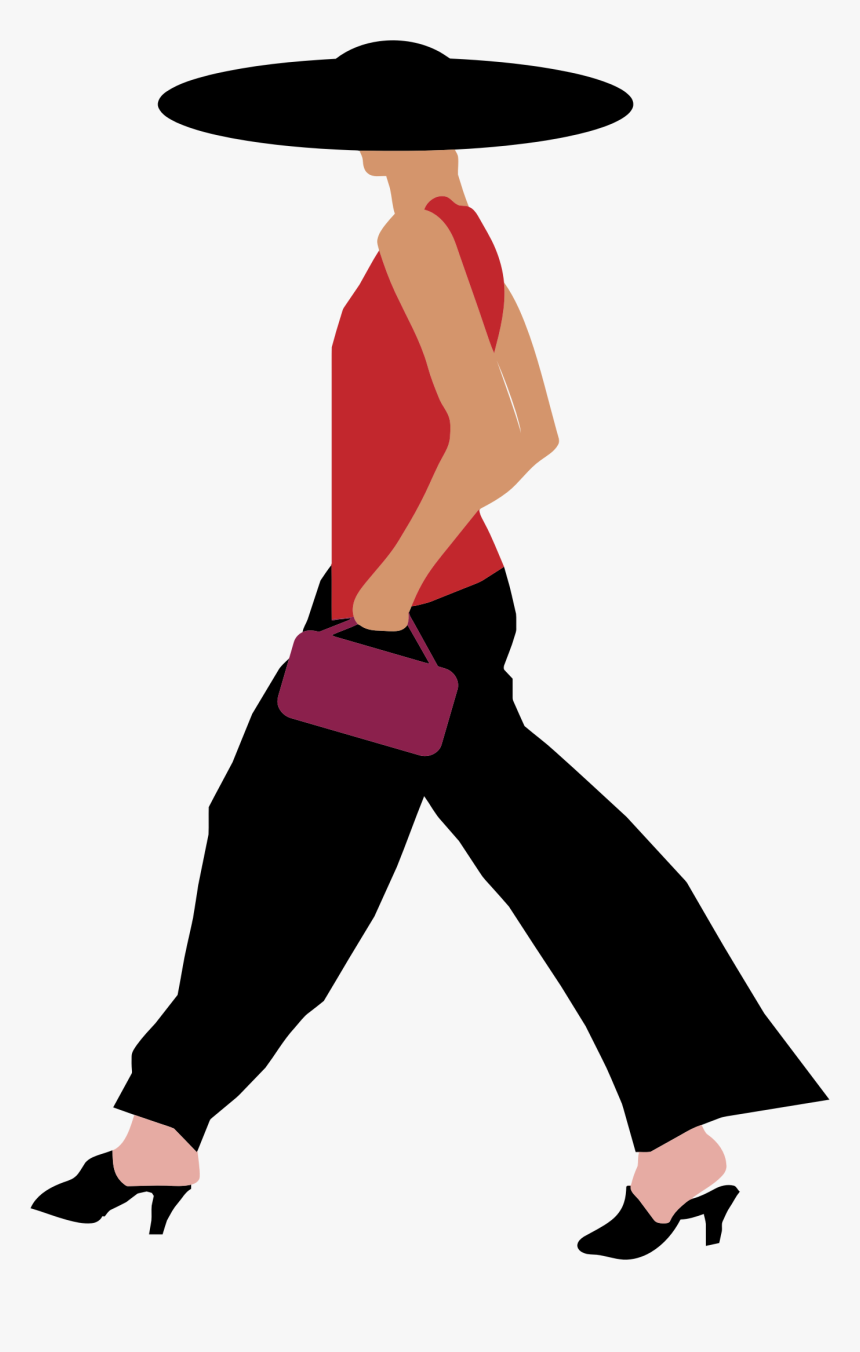 Fashion Woman Walking Clip Arts - Clipart Of Female Walking, HD Png Download