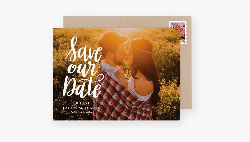 Chic Photo Save The Date Template - Save The Date Engagement Png, Transparent Png