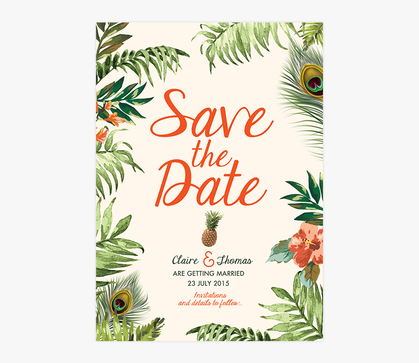 Savethedate Jungle Pepperandjoy Front Uk - Save The Date Tropical Wedding, HD Png Download
