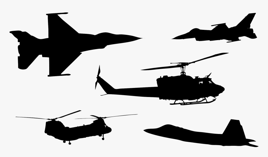 Airplane Military Aircraft Helicopter Bell Uh-1 Iroquois - Silhouette Of Military Aircraft, HD Png Download