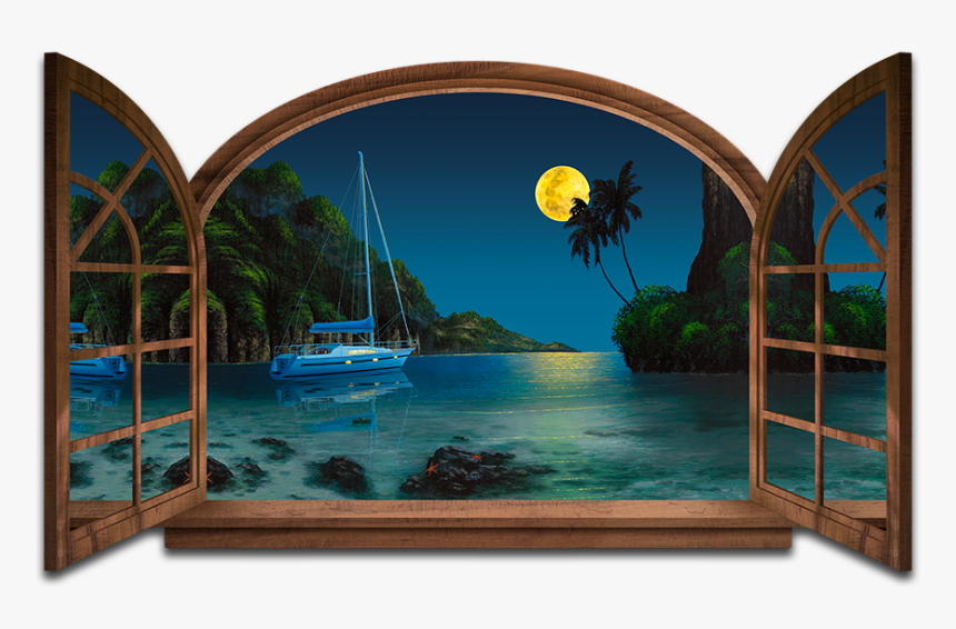 Night Time Seascape Painting - Painting, HD Png Download