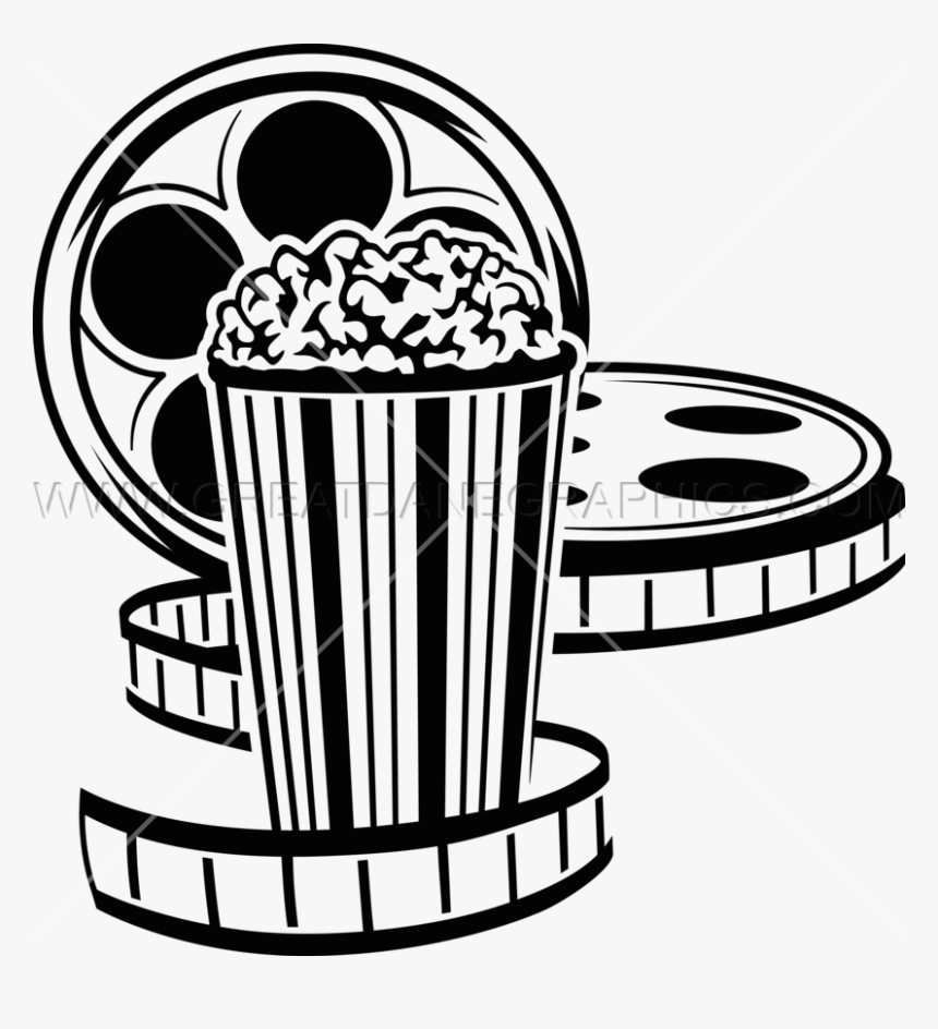 Movie Reel And Popcorn Png Popcorn And Movie Clipart Black And White