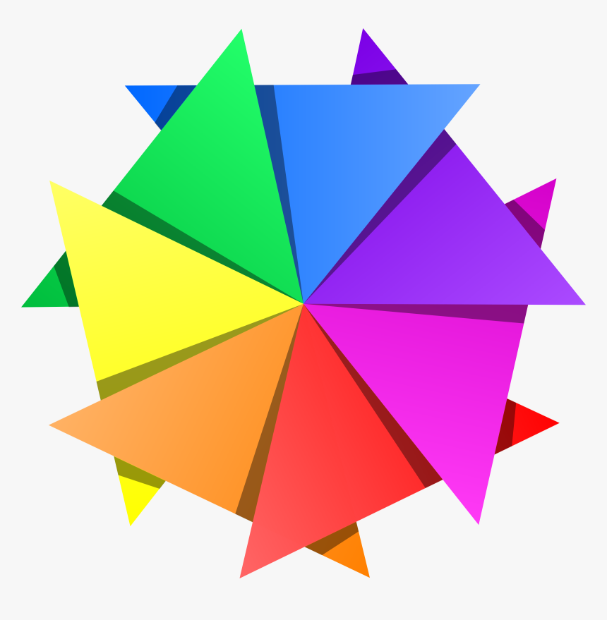 Color Star By @gustavorezende, Star Made With Triangles - Multi Color Star Png, Transparent Png