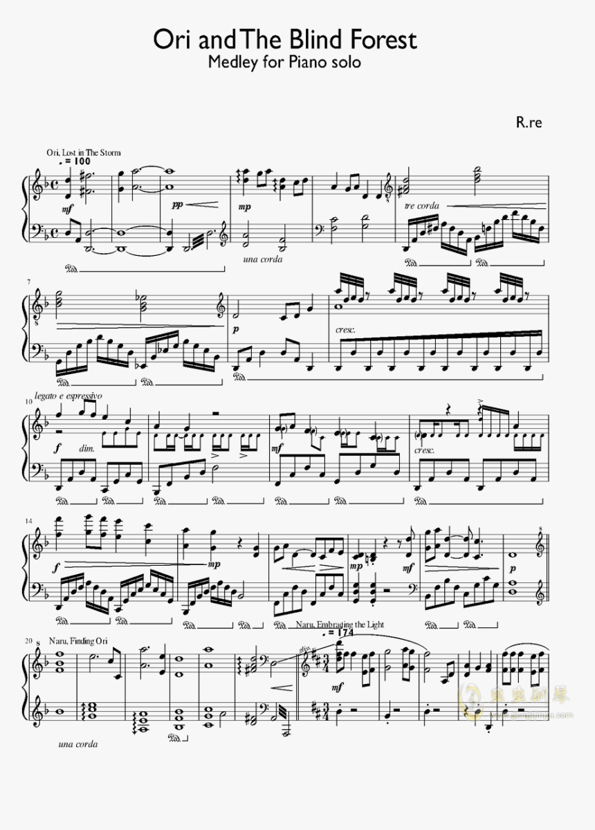 Ori And The Blind Forest钢琴谱 第1页 - Ori And The Blind Forest 鋼琴 譜, HD Png Download