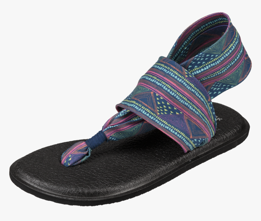 Women S Sanuk Flip Flop, Yoga Sling, Navy Geometric - Flip-flops, HD Png Download