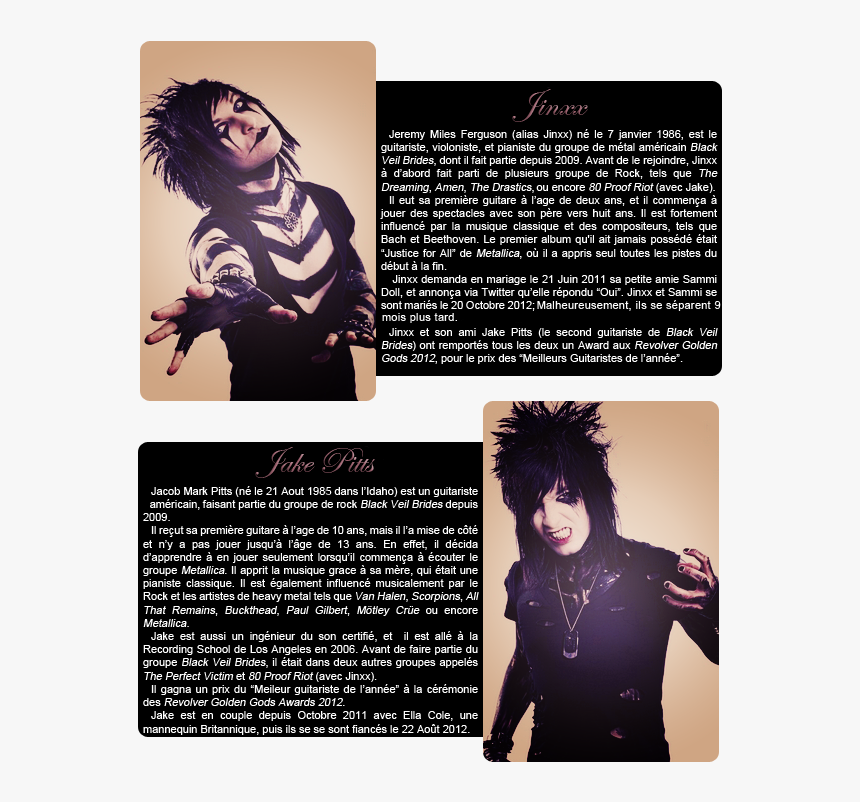 Black Veil Brides - Jinxx Bvb, HD Png Download