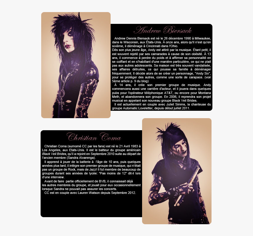 Black Veil Brides - Black Veil Brides Christian Coma, HD Png Download