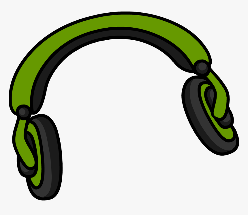 Green Headphones Clip Art Png - Club Penguin Headphones, Transparent Png