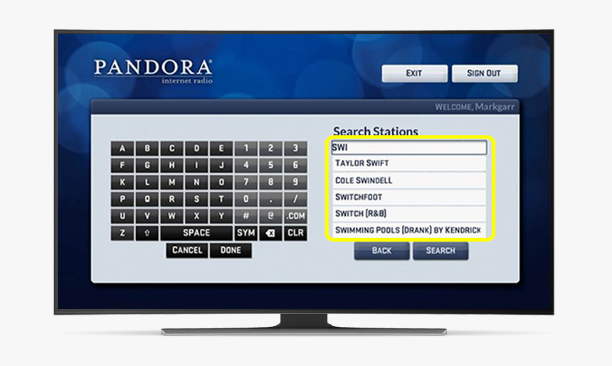 Stream Pandora Through Dish On Your Television - Hopper Dish On Screen Keyboard, HD Png Download